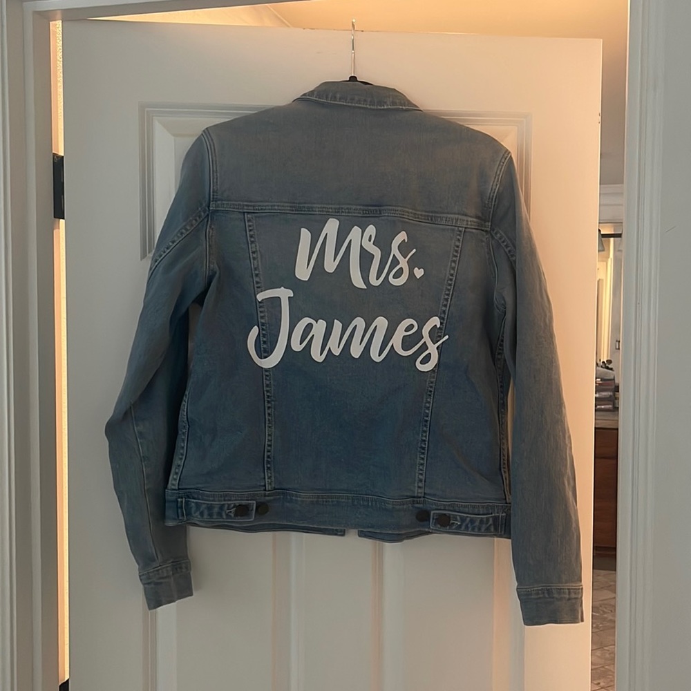 Wedding jean jacket mrs James